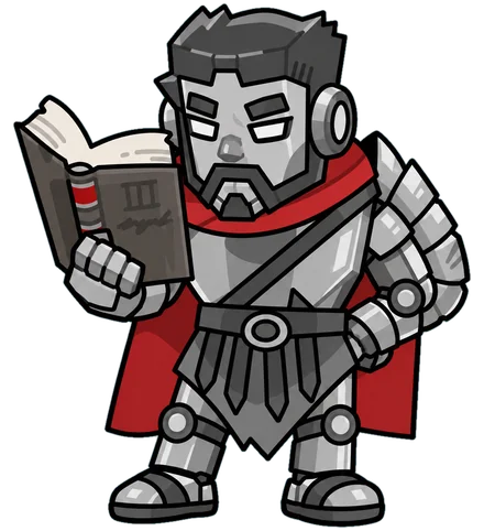 gladios’s mascot, a gladiator reading a book